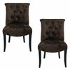 2x Dining Chairs Set Velvet Soft Padded Seat Wood Legs Office Home Kitchen Chair