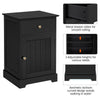 Black Bedside Table with Drawer&Door Bedside Cabinet Nightstand for Living Room