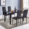 Black Dining Rectangle Table and 4 PU Chairs Set Kitchen Dinning Room Furniture