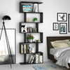 Wooden Bookshelves 6 Tier Storage shelf S Shape Bookcase Display Shelving Unit