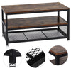 Industrial Table TV Stand Cabinet w/ Storage & 2 Shelves Metal Frame Living Room