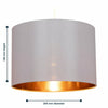 Grey and Copper Faux Silk Easy Fit Ceiling Light Shade 25cm Drum Pendant