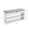 Wooden Ottoman Shoes Storage Rack Bench Padded Grey Seat Cabinet Cupboard Stand