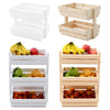 2/3 Tier Fruit Vegetable Wood Stand Storage Basket Holder Display Rack Organiser