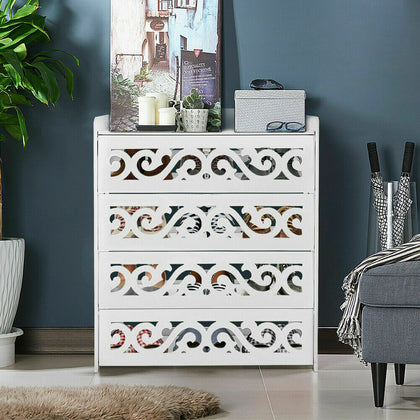 4 Tier Shoe Rack Cabinet Storage Shelf Display Cupboard Furniture Wooden White