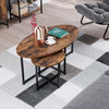 Nesting Coffee Table Industrial Set of 2 End Table Oval Side Table w/Metal Frame