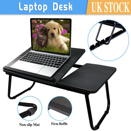 Laptop Table Folding Desk Stand Bed Tray Sofa Computer Study Adjustable Portable