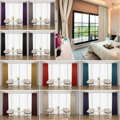 Blackout Curtains Thermal Pencil Pleat Tape Top - Energy Saving + Tie Backs