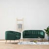 Emerald Green Velvet 2 Seater Sofa Couch Settee Oyster Shell Tub Chair Armchair