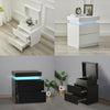 High Gloss Front 2 Drawers Bedside Table Cabinet LED Nightstand Black/White Unit