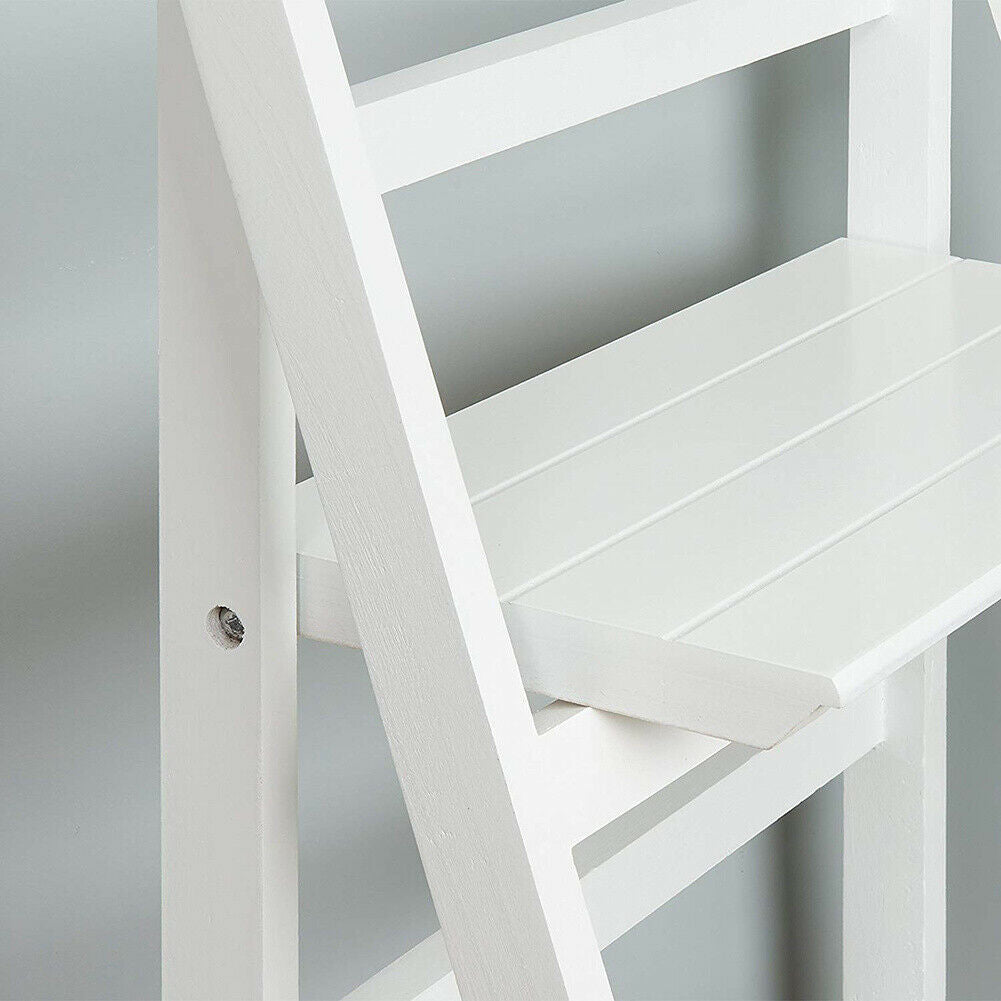 Folding Plant Stand 3 Tier Ladder Shelf Wooden Bookshelf Storage Rack Shelving