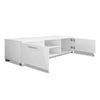 TV Cabinet 2 Shelves 2 Compartments with Doors High-Gloss White 120x40.3x34.7 cm