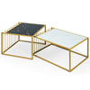 Set of 2 Nesting Coffee Table Modern Side End Table Set Metal Home Living Room