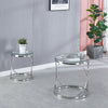 Round Coffee Table Sofa Side Table Clear Glass Top with Chrome Base Living Room