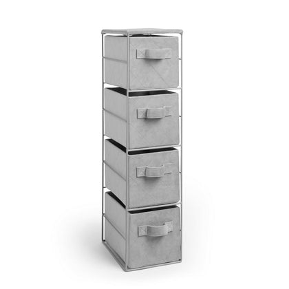 Beautify 4 Tier Grey Storage Cabinet Drawers With Quilted Velvet Baskets Boxes