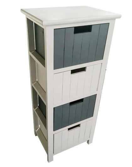 4 Drawer Bathroom Cabinet Storage Unit Fully Assembled White Cupboard white Grey