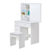 White Dressing Table Stool Vanity Set Makeup Desk 5 Drawers with Sliding mirror