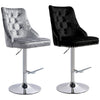 Crushed Velvet Swivel Bar Stool Button Back Upholstered Gas Lift Kitchen Chair