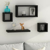 Wood Wooden Floating Wall Cubes Cube Shelf Shelves Storage Display Unit Set Of 4