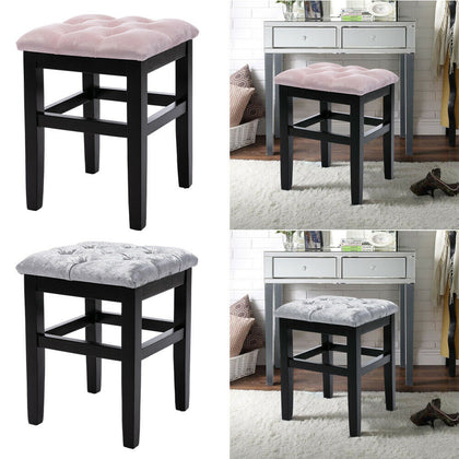 Velvet Makeup Dressing Table Stool Chair Padded Seat Vanity Ottoman Bedroom