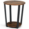 2-Tier Industrial Round End Table Coffee Snack Table Laptop Stand Nightstand