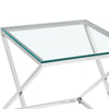 End Table Clear Tempered Glass Top with Cross Chrome Leg Design Modern Furniture