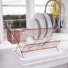 Rose Gold Folding Wire Drainer Stainless Steel Drying Rack Plate Dryer