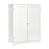 Bathroom Cabinet Sideboard Cupboard White MDF 2 Doors w/ Adjustable Shelves
