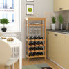 16 Bottles Wine Rack Storage Shelf with 9 Glass Holder Freestanding Wine Holder