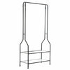 Clothes Rail With Shoe Rack Storage Shelf Hooks Feet Metal Clothes Rack Black