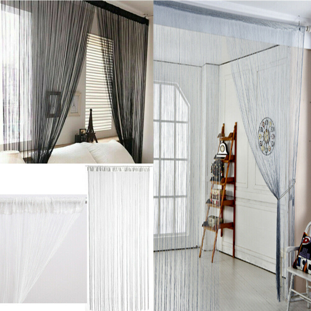 Home String Curtains Room Net Fringe Panel For Door Fly Screen Window Divider UK