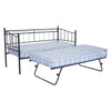Black 3ft Single Metal Day Bed Sofabed with Pull Out Trundle Set