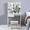 Dressing Table Stool Set w/LED Light Mirror Vanity Makeup Desk Stool Set White
