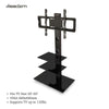 Swivel TV Stand Mount Bracket Cabinet Height Adjustable w/ Glass Shelves