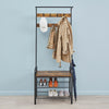 Vintage Coat Rack Cloth Stand with Hooks Storage Shelves Shoe Rack Hallway Tree