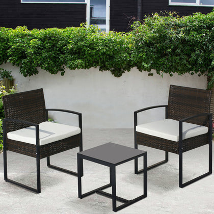RATTAN FURNITURE SET GARDEN TABLE AND CHAIR PATIO OUTDOOR CONSERVATORY WICKER
