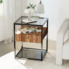 Industrial Metal Bedside Table Nightstand End Table Storage Shelves with Drawer