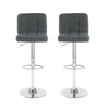 2x Fabric Cuban Chrome Gas Lift Back Swivel Kitchen Bar Stools - Refurbished