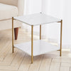 Modern Side Table Coffee Table 2 Tier Marble Effect Bedside Stand With Metal Leg