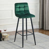 2X Green Velvet Bar Stools Breakfast Pub Chair With Footrest Modern 65 cm seat