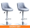 2 x GREY "MADRID" GAS LIFT BAR STOOLS, BREAKFAST KITCHEN BAR (MADRID GREY)