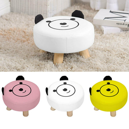 Cartoon Face Kids Children Chair Seat PU Leather Footstool Stool Rest Playroom