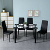 Modern Rectangle Dining Table Glass Top Black Metal Legs without Chair 110x70cm