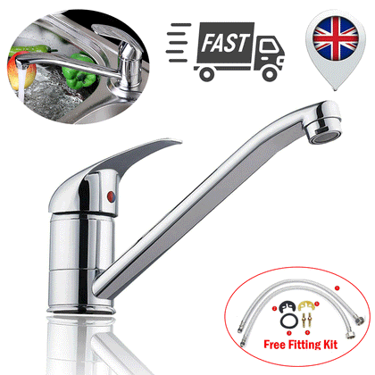 Modern Kitchen Sink Mixer Tap Single Lever Swivel Spout Chrome Basin Home Faucet