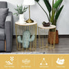 Modern Style 2 Pack Wood Metal Bedside Table w/ Storage - Gold Color Base