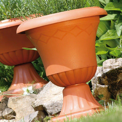 Atena Plastic Terracotta Flower Plant Pot Holder Stand Indoor Outdoor Garden Urn