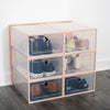 6 Stackable Plastic Shoe Boxes Drawer Storage Cabinet Nonslip Organiser Foldable