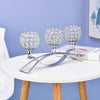 Silver 3 Arms Crystal Tea Light Candle Holders Centerpieces Table Candelabras UK