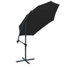 Black 3M Garden Parasol Hanging Sun Shade Banana Outdoor Umbrella Cantilever