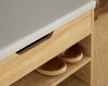 Malmo Compact Oak Wooden 2 Tier Shoe Storage Cabinet Shelf Rack Stand Grey Lid